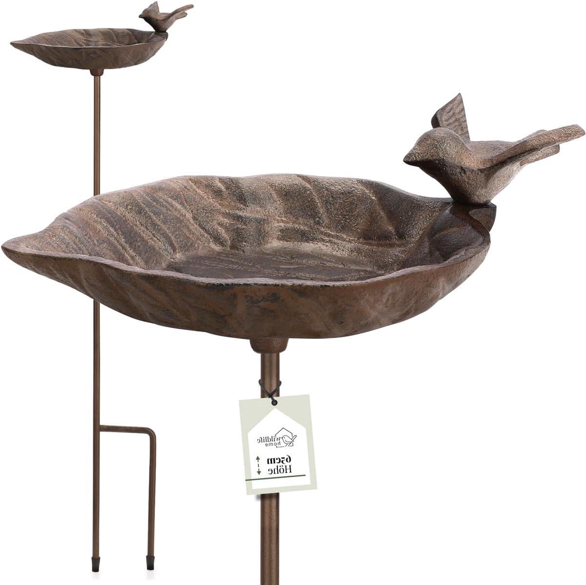 Vogelbad op stok - Drinkbak vogels - Tuin decoratie - Vorstbestendig gietijzer - 65 cm hoog - Zwart
