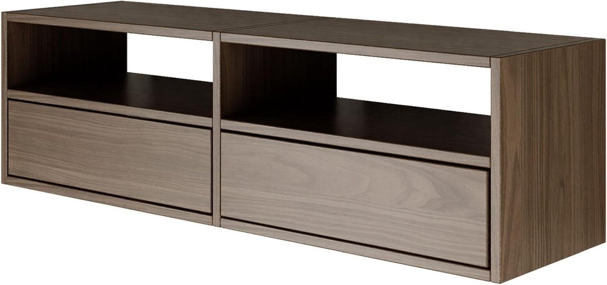 Zwevend TV-meubel - Wandmeubel Media - Woonkamer Inrichten - Push-to-open systeem - 100 cm breed - Walnoot