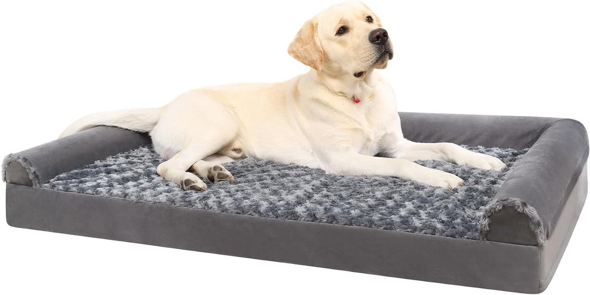 Hondenmand Sofa - Hondenkussen - Comfortabel Rusten - Orthopedische Steun - 90 x 57 cm - Grijs