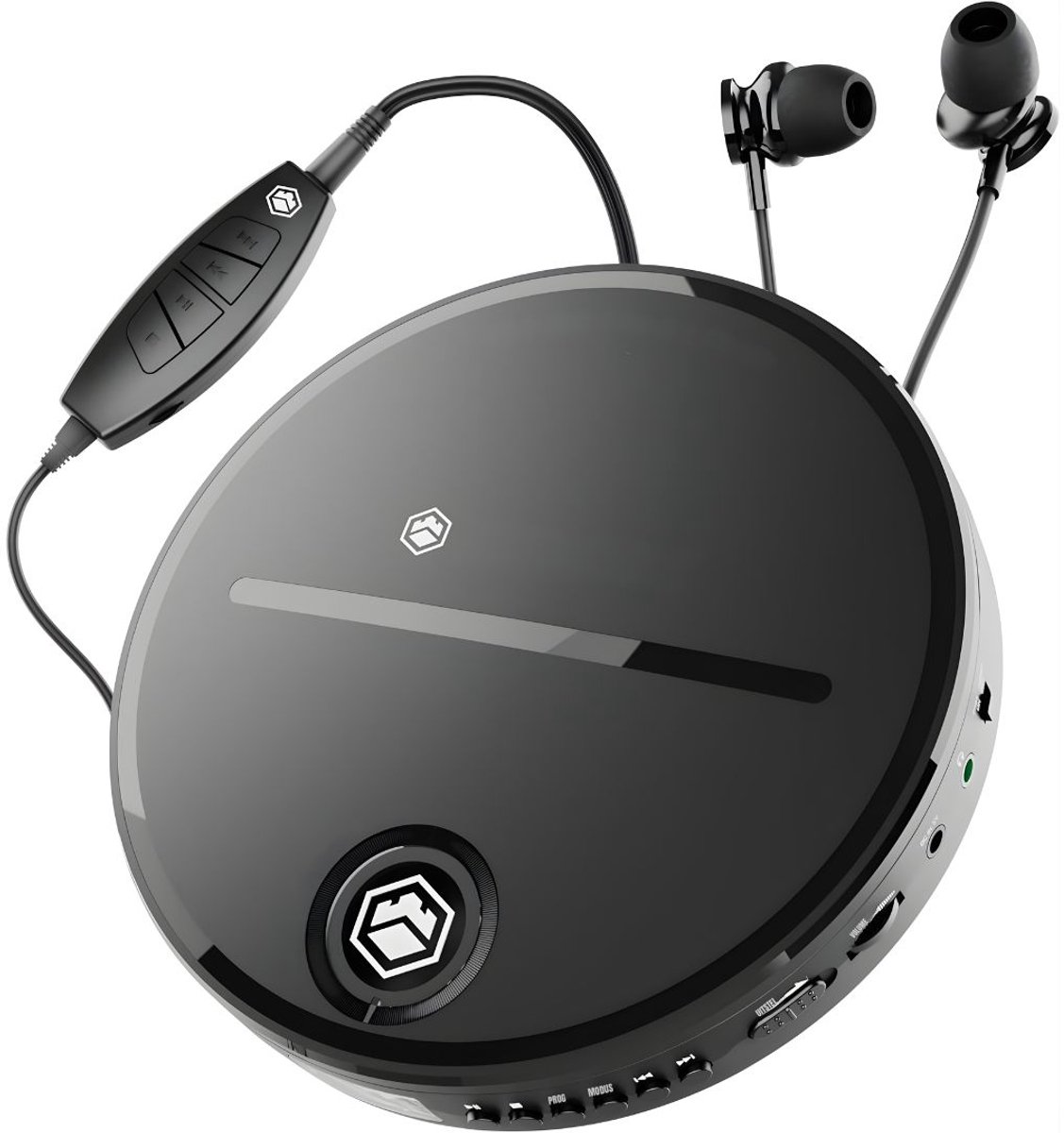 KIRA® CD Speler - CD Walkman met Anti-Skip - Compacte Portable CD Speler - Zwart - 15cm x 15cm x 3cm