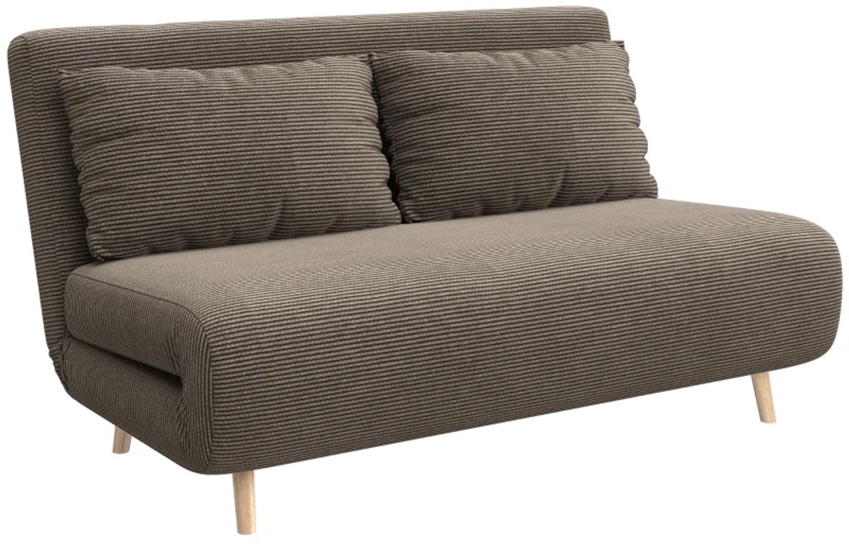 Slaapbank - Logeerbed Met 3-voudig Verstelbare Rugleuning - Koordlook - Draagvermogen Tot 120 kg - 141 x 90 x 81 cm - Donkerbruin
