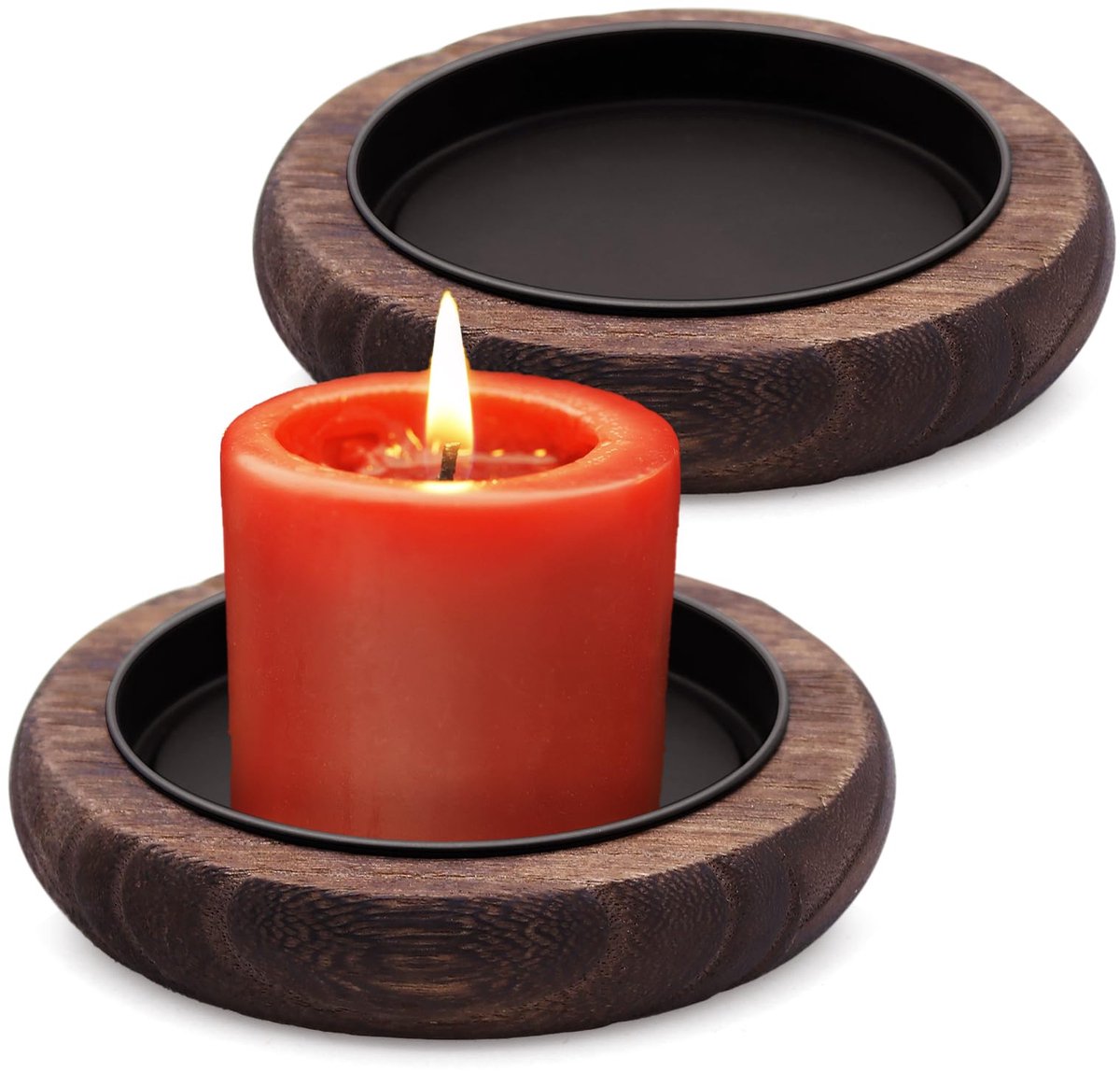 Elzusha - 2 Stuks Houten Kaarsenhouders - Rond en Decoratief voor Elke Gelegenheid