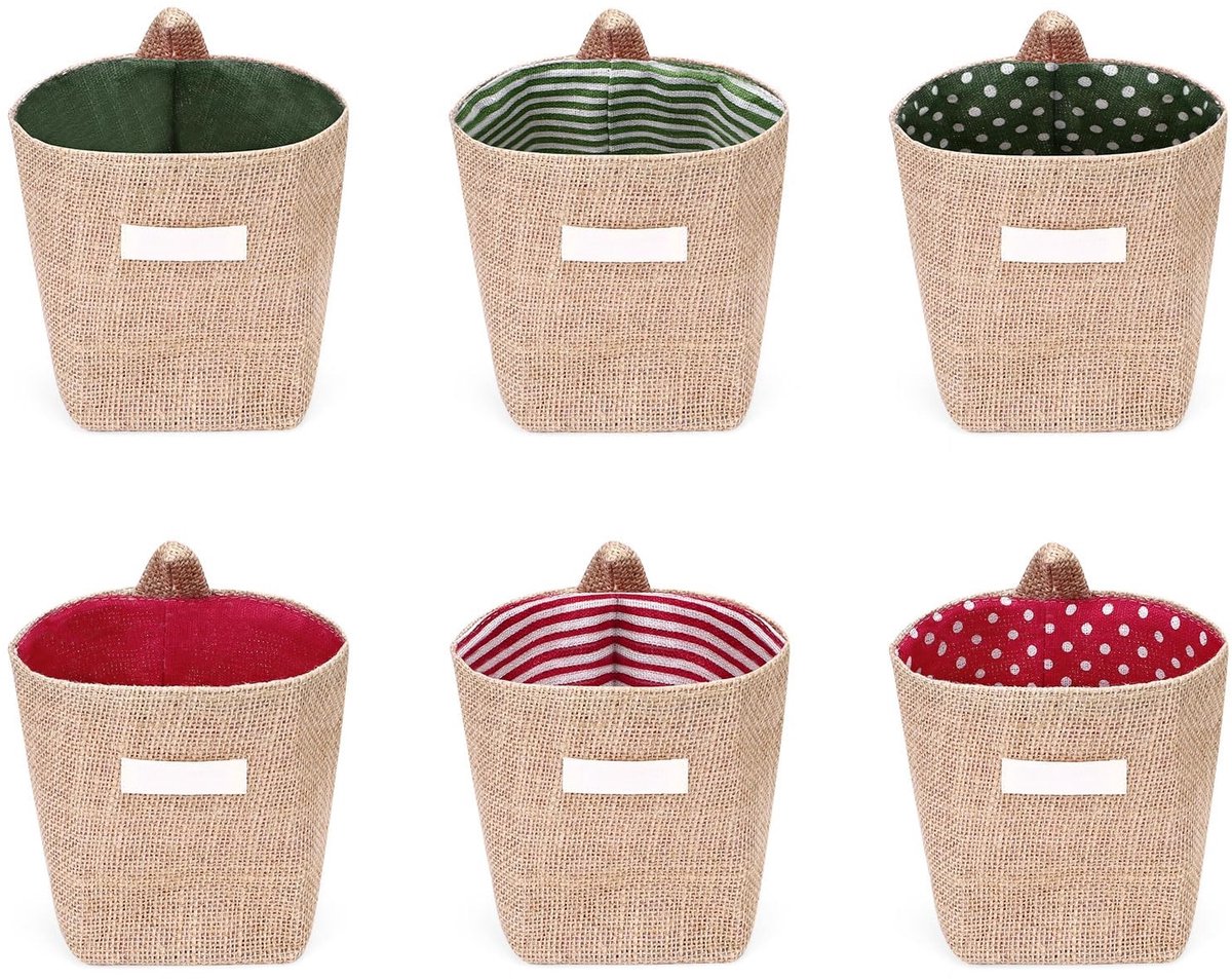 Elzusha - Set van 6 Hangende Mandjes van Jute voor Organisatie