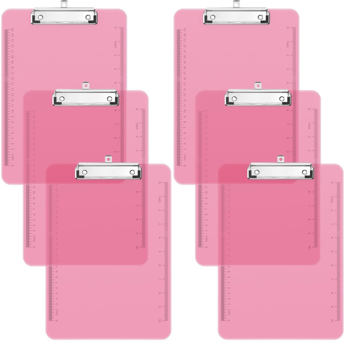 Elzusha - Set van 6 Plastic Clipboards met Liniaal in Roze