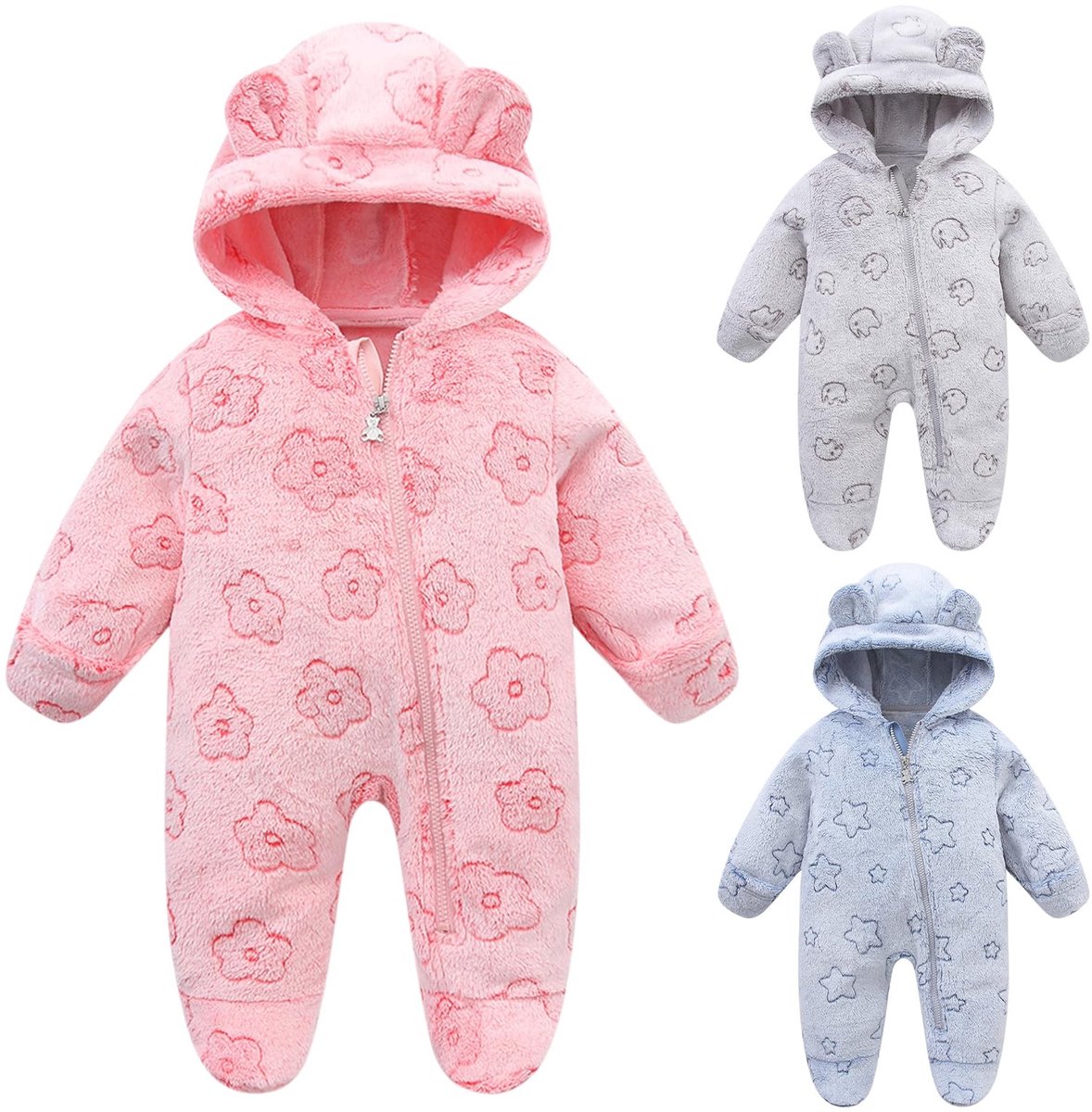 Elzusha - Fleece Snowsuit voor Pasgeborenen met Berenoren