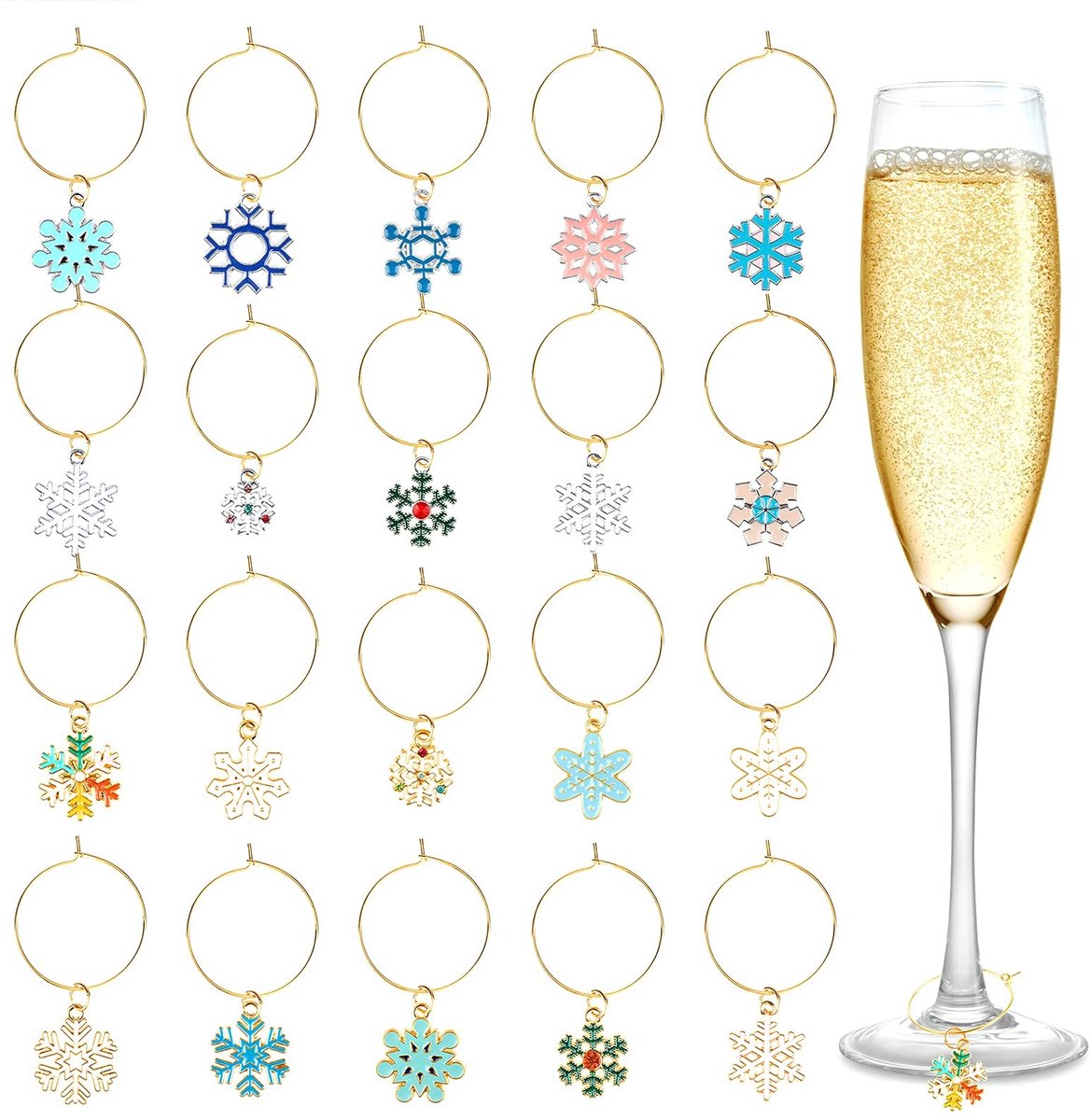 Elzusha - 20 Stuks Kerst Wijn Glas Markers