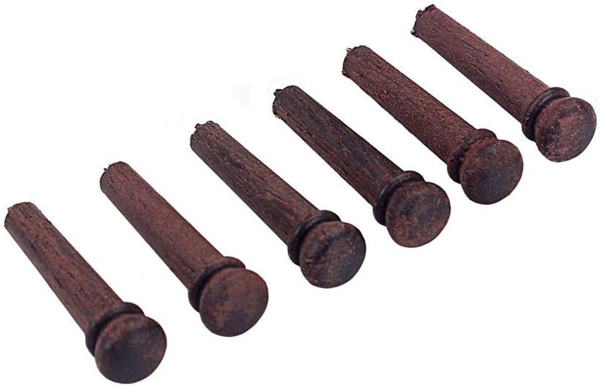 Elzusha - 6 Stuks Palissander Gitaar Brug Pins voor Verbeterde Geluidskwaliteit