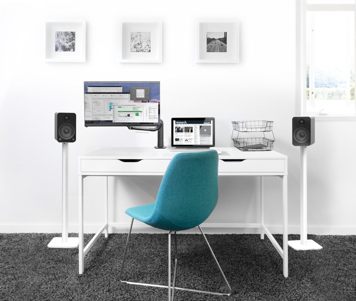 Kanto SP32PLW 32" Speaker Floor Stands - Ontworpen voor Medium to Large Bookshelf Speakers - ShopVlot