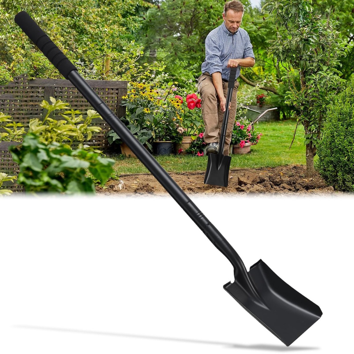 Elzusha - Vierkante Tuinschep met Lange Handgreep