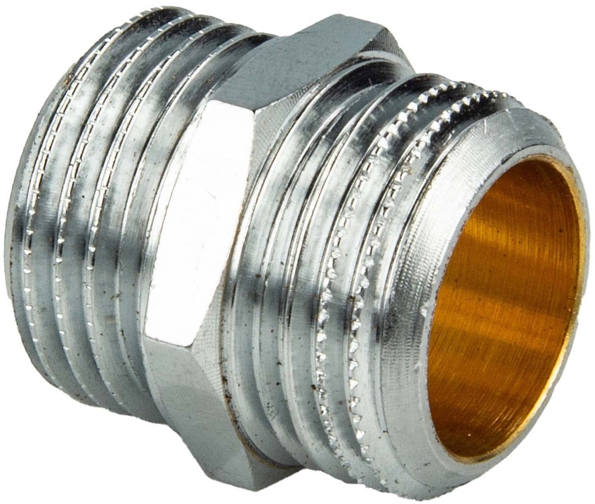 Elzusha - Dubbele Verbindingsnippel G 1/2 inch - Chroom Messing