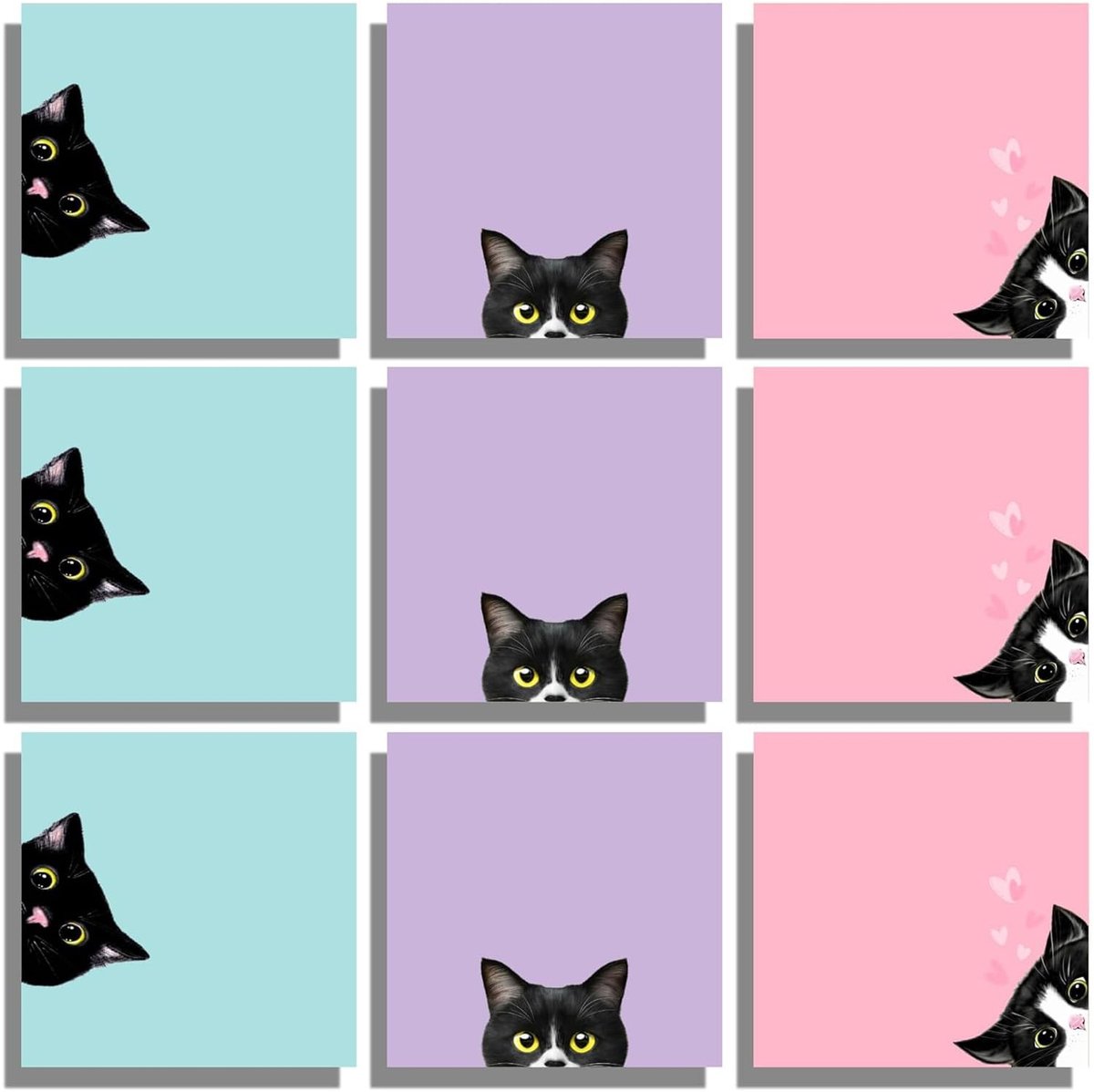 Elzusha - Set van 9 Schattige Katten Plakbriefjes voor Notities