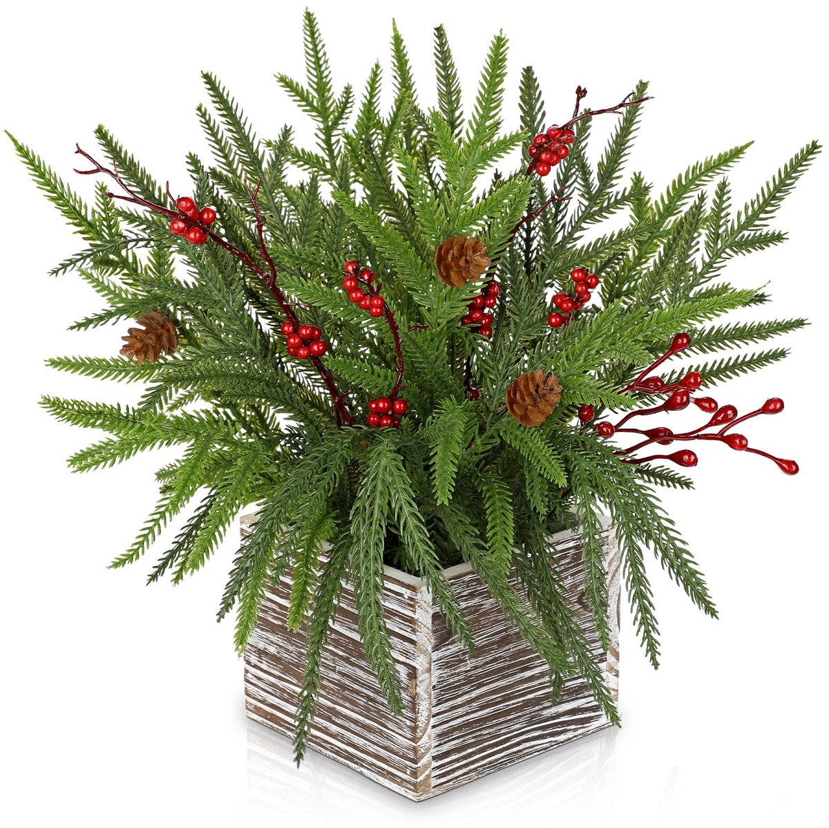 Elzusha - Kunstmatige Norfolk Dennenplant 10,8 inch - Kersttafel Decoratie