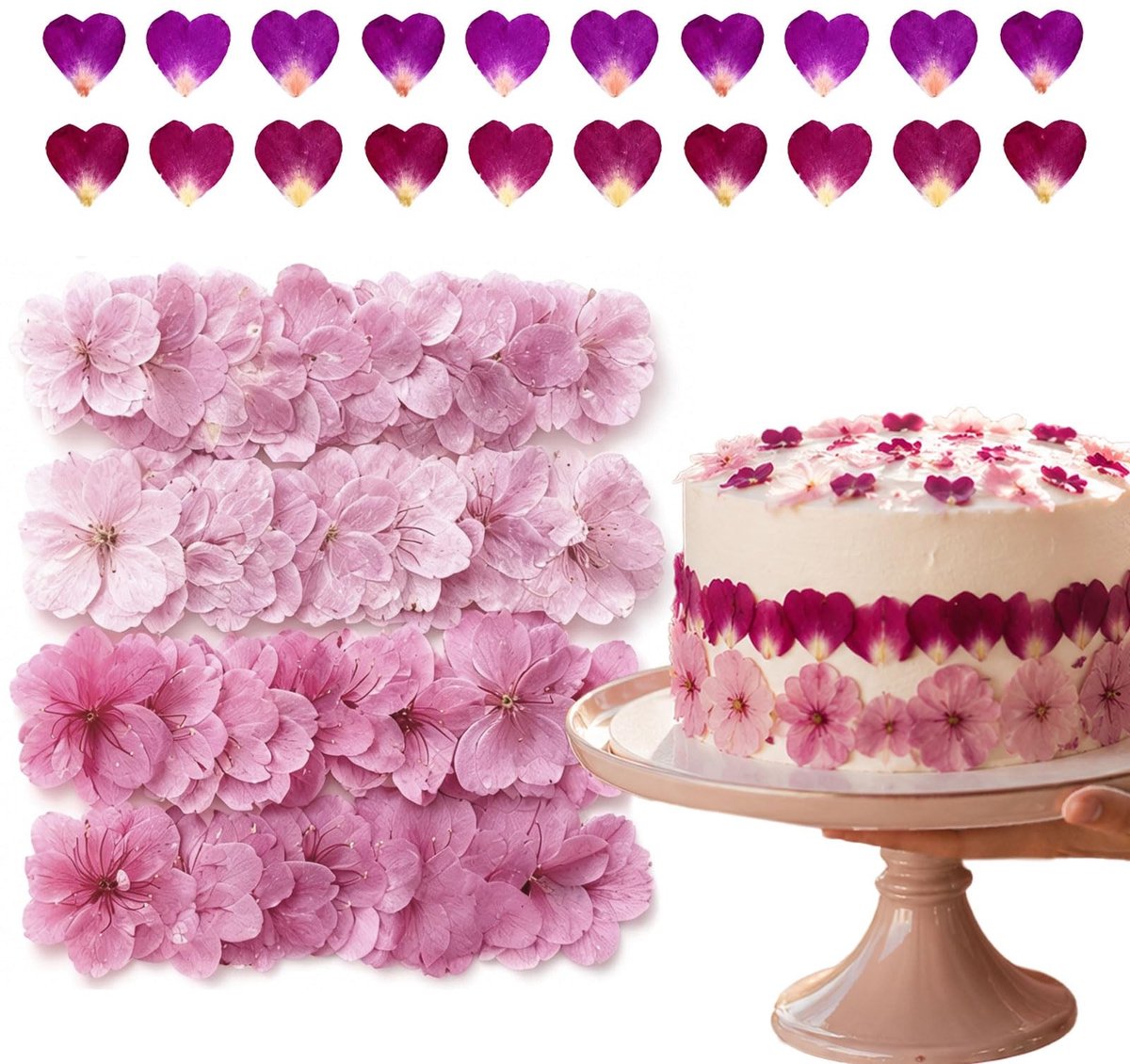 Elzusha - 60 Gedroogde Eetbare Bloemen voor Decoratie en DIY