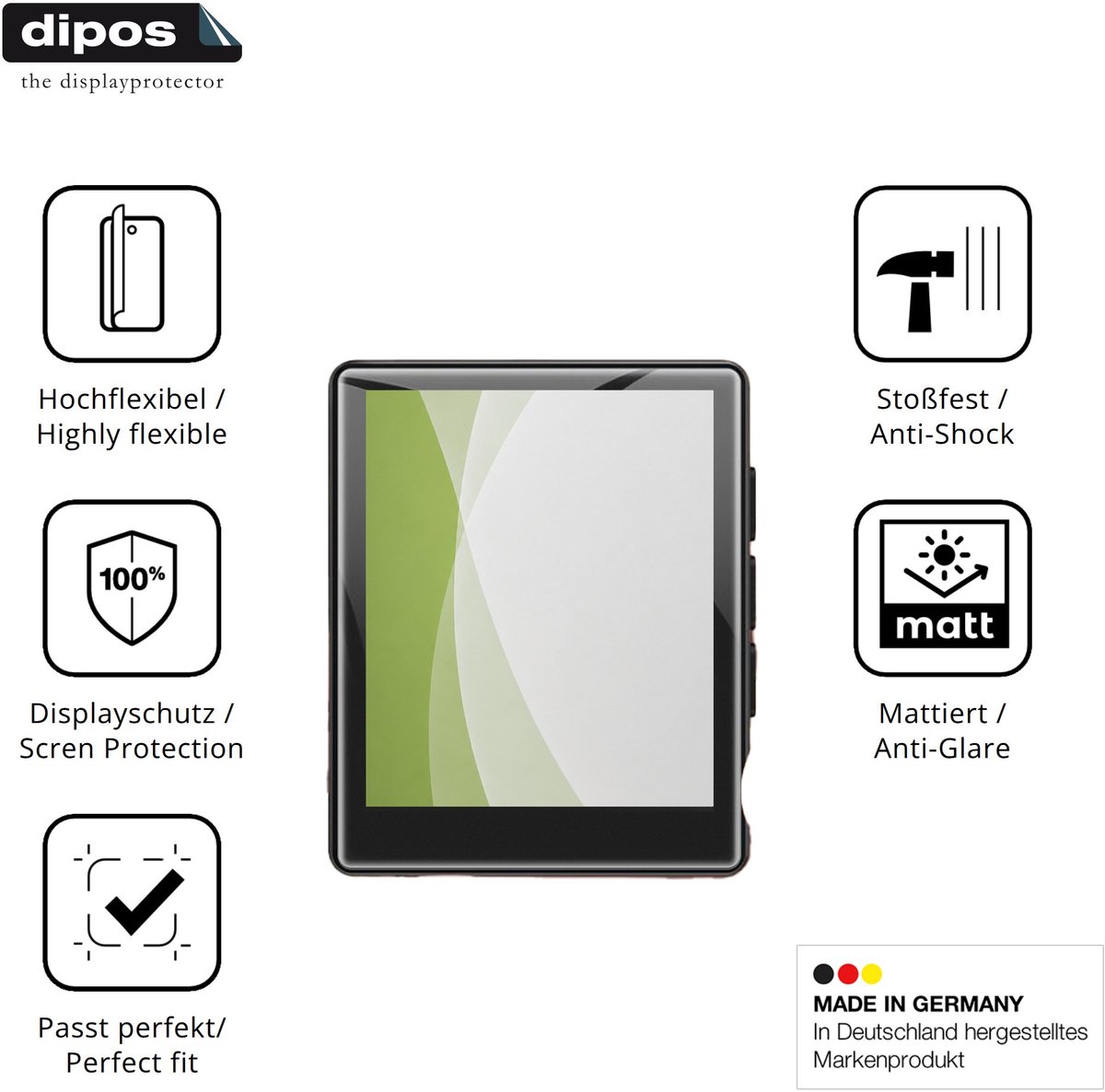 dipos FLEX – 2x Matte Screenprotector geschikt voor Diofox M5 | Volledige Schermbescherming | Case-Friendly