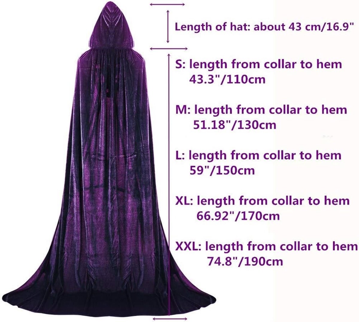 Unisex lange fluwelen cape met capuchon voor volwassenen - Perfect Halloween kostuum en feestoutfit