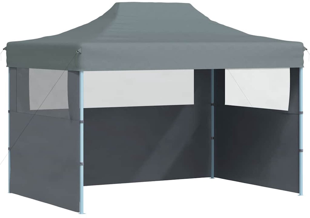 vidaXL Partytent met 3 zijwanden inklapbaar 3x4 m staal antraciet