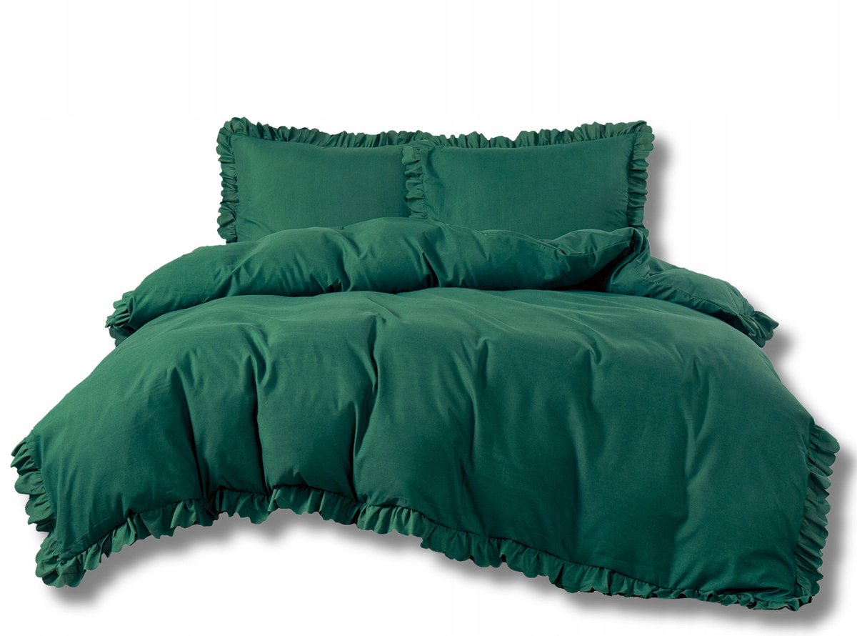Dekbedovertrek Set met Ruche 140x200cm Flesgroen