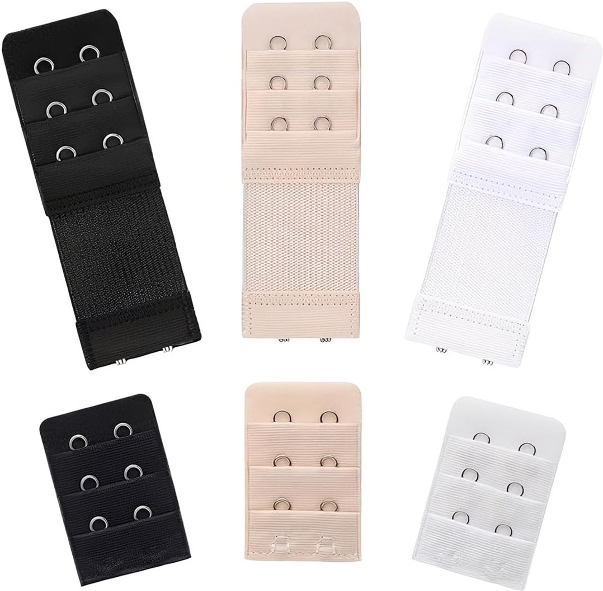 6 Stuks Beha-Verlengingen voor Dames, 2 Haken en 3 Rijen, Stretch Ondergoed en Zwangerschapsaccessoires voor Extra Comfort
