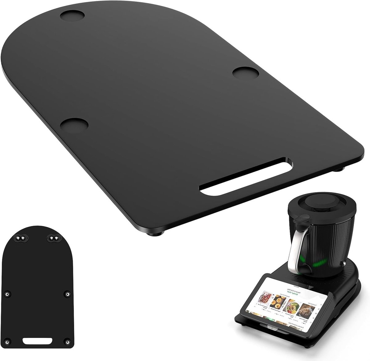 Hoogwaardige schuifplank voor Thermomix TM7 van acrylglas, stabiel en beschermt de weegschaal, zwart
