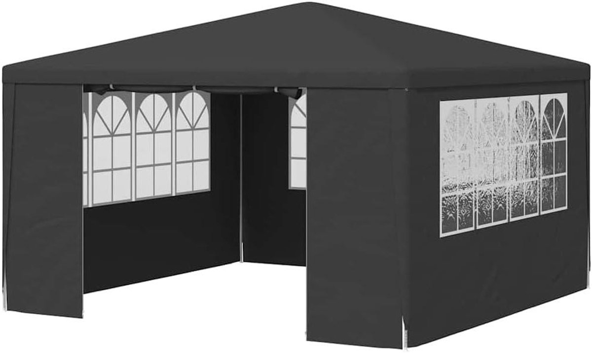 Partytent met zijwanden - Feesttent Paviljoen - Buitenfeesten Organiseren - Stabiel Roestvrij Staal - 4x4 meter - Antraciet