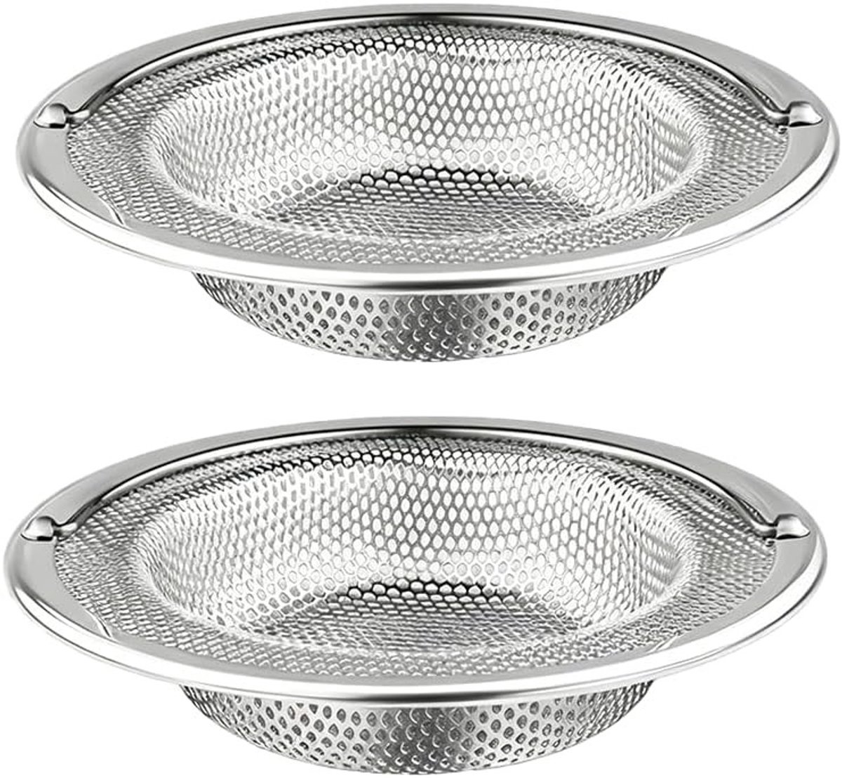 RVS Afvoerzeef voor Keuken- en Badkamer, Inclusief Handvat, Haarzeef voor Voorkomen van Verstoppingen, 2 Stuks