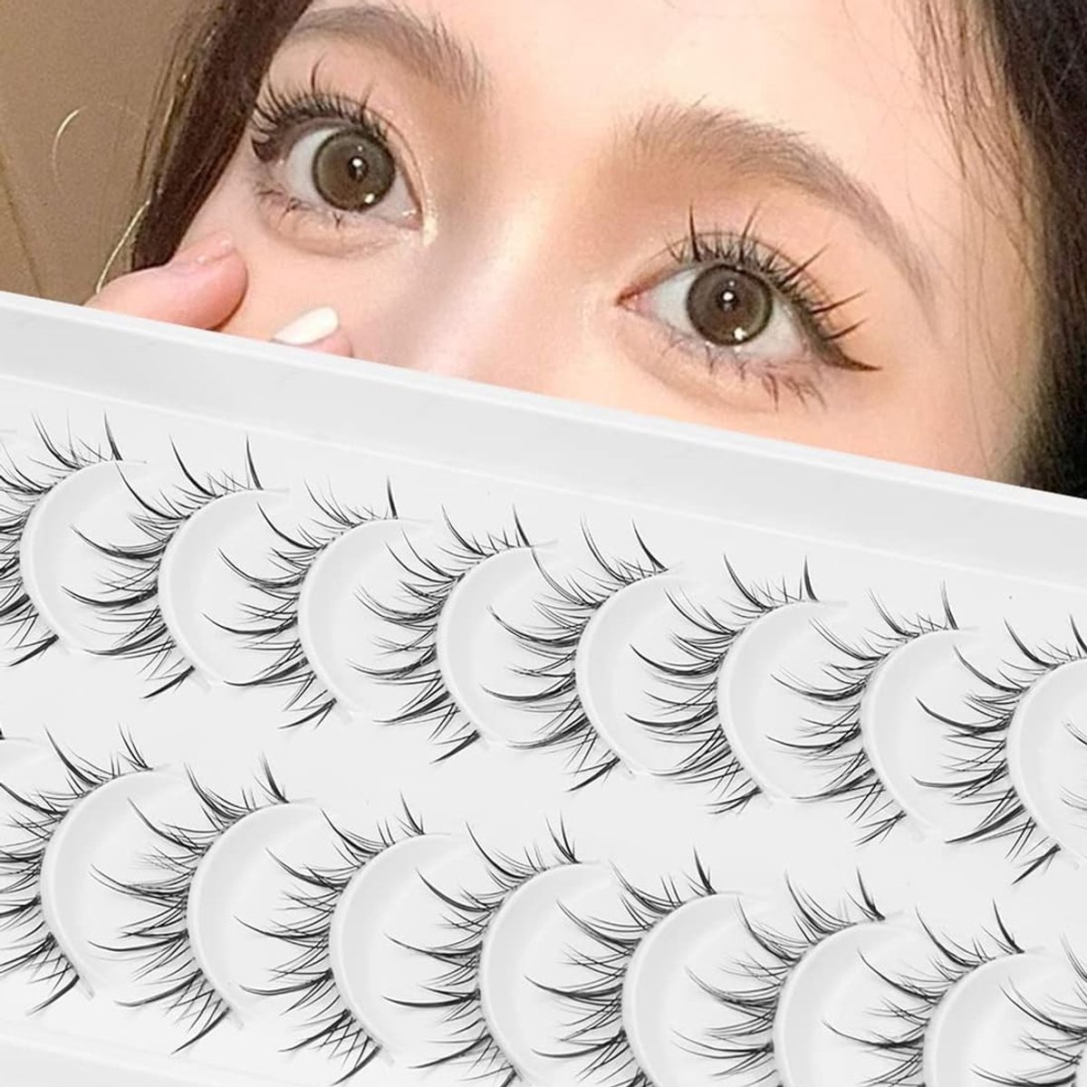 Natuurlijke Wimpers - 10 Paar Wispy Lashes, 3D Effect, Handgemaakt, Ideaal voor Dagelijks Gebruik en Make-up