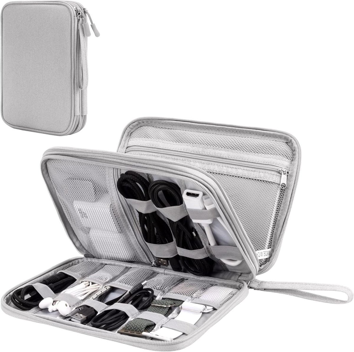 Elektronica Organizer - Kabeltas - Reizen - Dubbellaags Design - Large - Blauw