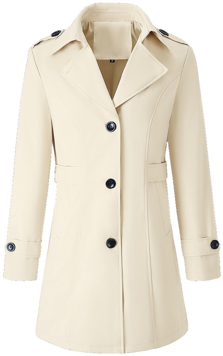 Currero Mantel Dames Tussenmantel Winter Jas Mantelpakje Trenchcoat Overjas Overcoat Winterjas Melkachtig