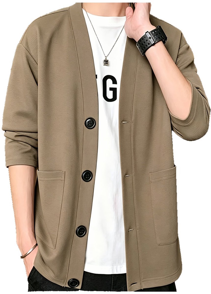 Currero Cardigan Heren Vest Mannen Met Knopen Volwassenen Warm Gebreid Vest Creme
