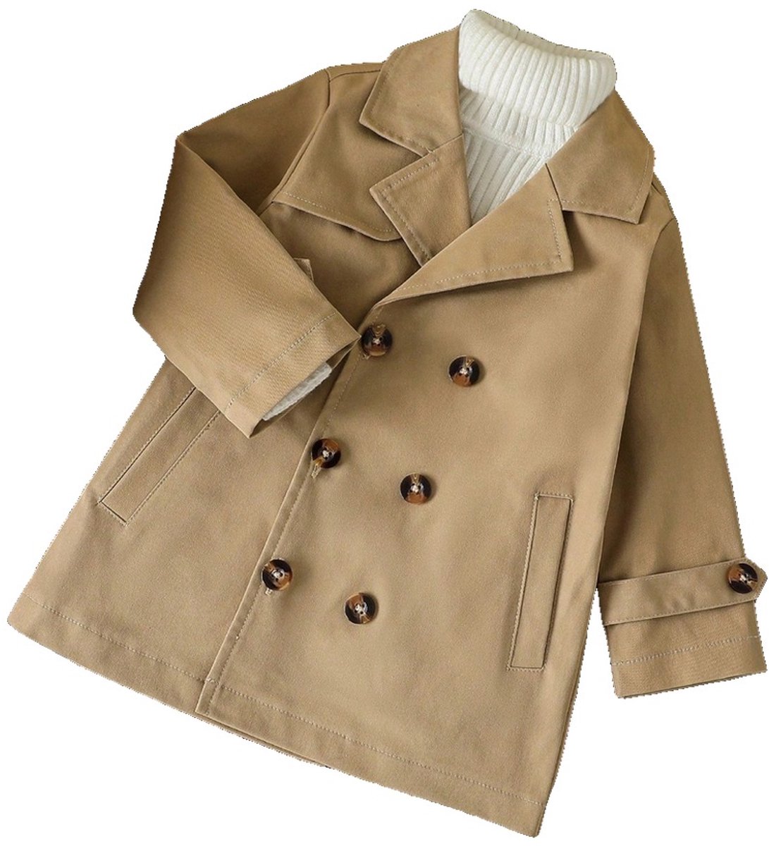Currero Mantel Jongens Tussenmantel Jongen Winter Jas Mantelpakje Trenchcoat Overjas Overcoat Winterjas 9-12 Maanden Beige