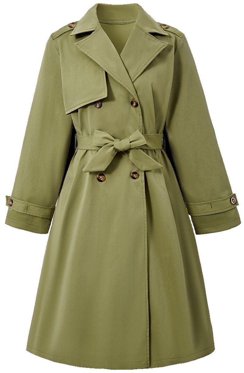 Currero Mantel Meisjes Tussenmantel Meisje Winter Jas Mantelpakje Trenchcoat Overjas Overcoat Winterjas 11 Jaar Groen