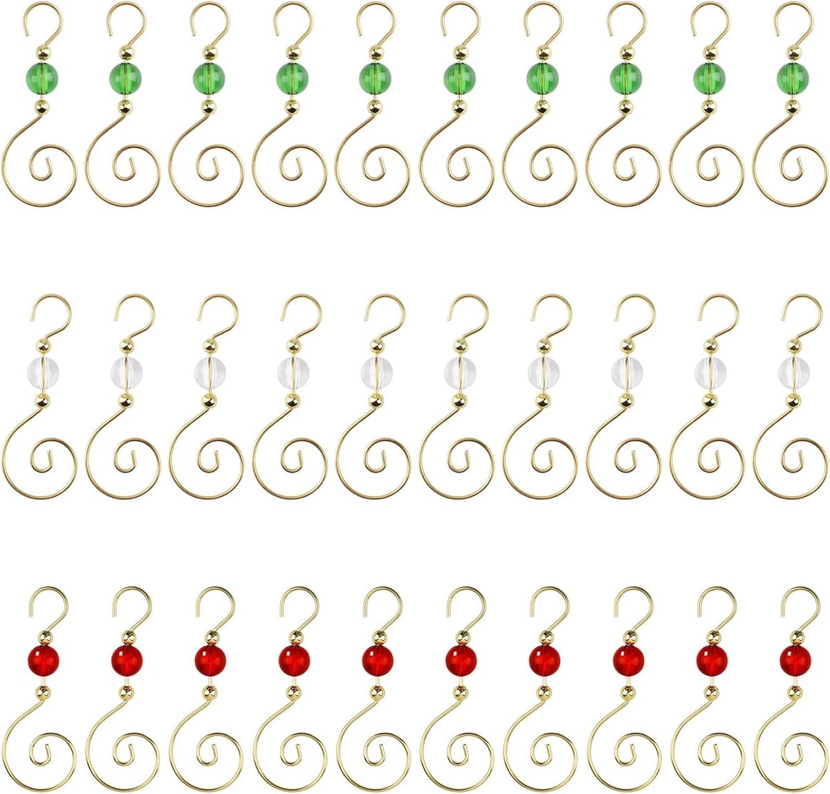 30 Stuks S-vormige Ornament Haakjes voor Kerstboom met Kleurige Kristallen, Perfect voor Feestdecoratie en Thuisinrichting