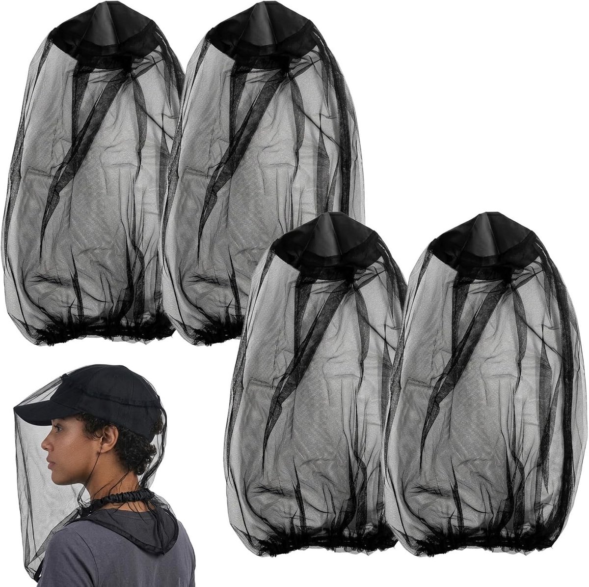 Premium muggennet hoofd voor insectenbescherming, imkerhoed, lichtgewicht en draagbaar voor outdoor, camping en tuinactiviteiten