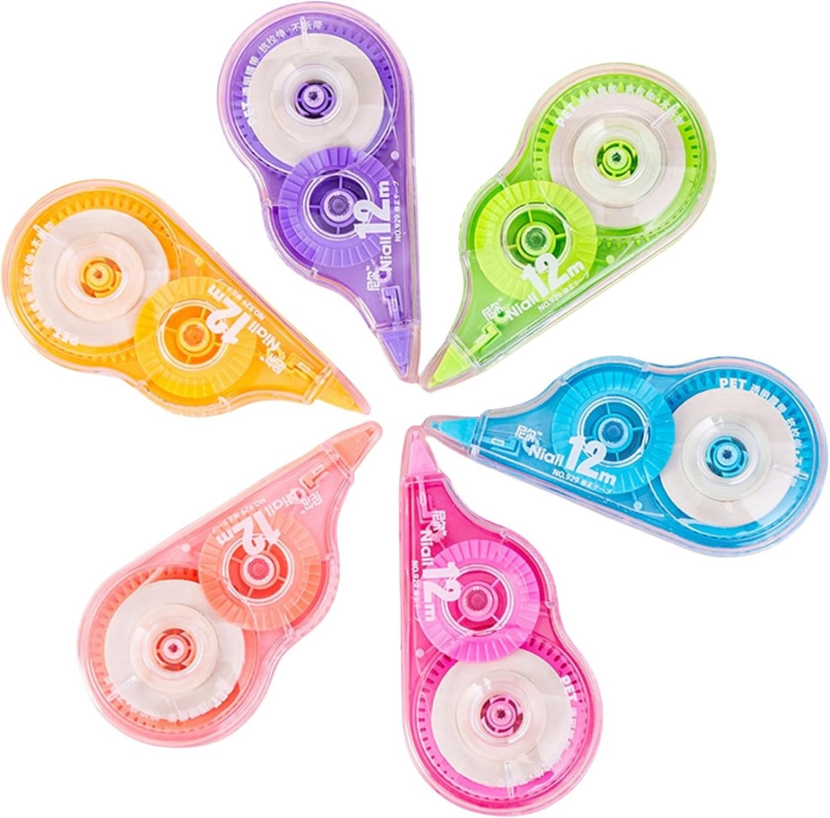 12 Stuks Correctietape Rollers, Mini Correctiemuis, Zelfklevende Tape voor Nauwkeurige Correcties
