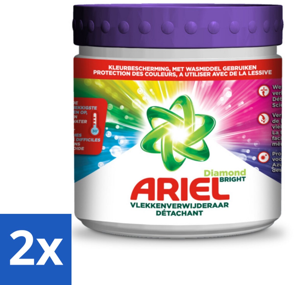 2 x Ariel Vlekverwijderaar Diamond Bright Gekleurde Was 500 gr - Vlekkenverwijderaar - Waspoeder - Gekleurde Was - Ariel Diamond Bright - Vlekken Verwijderen