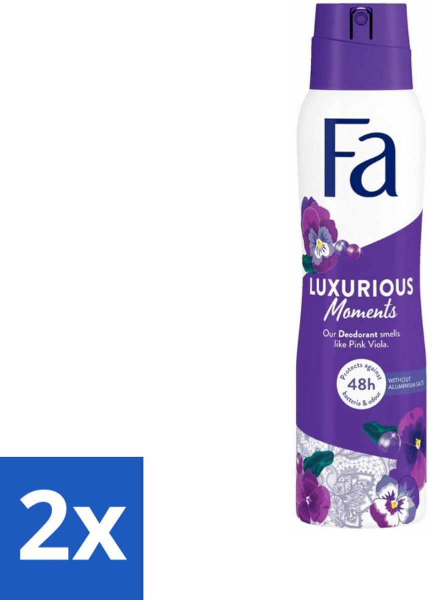 2 x Fa Deodorant Spray Luxurious Viola 150 ml - Deodorant - Roze Viooltjes - Fa - Anti-Vlekken - Huidvriendelijk