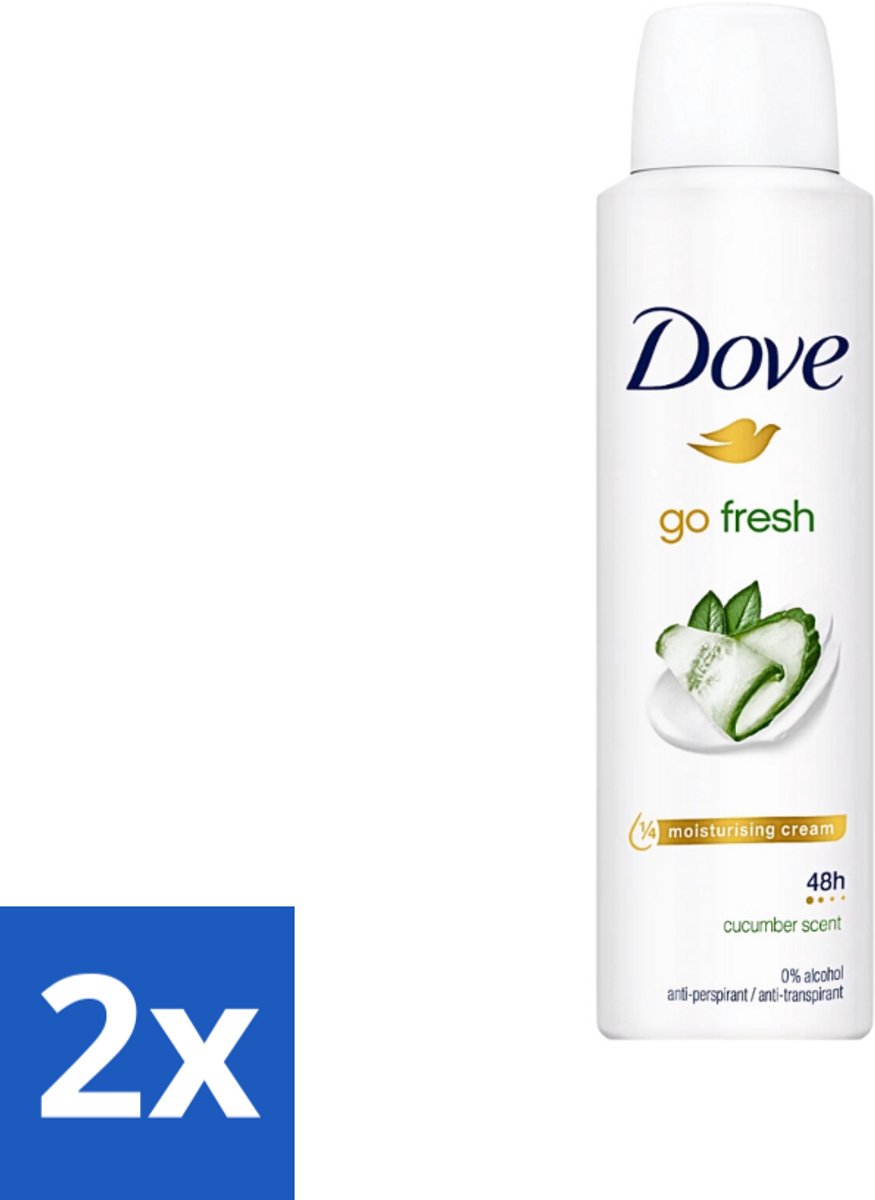 2 x Dove Go Fresh - Deospray - Komkommer - 150 ml - Dove Go Fresh - Deodorant - Komkommergeur - Groene Thee - Langdurige Bescherming
