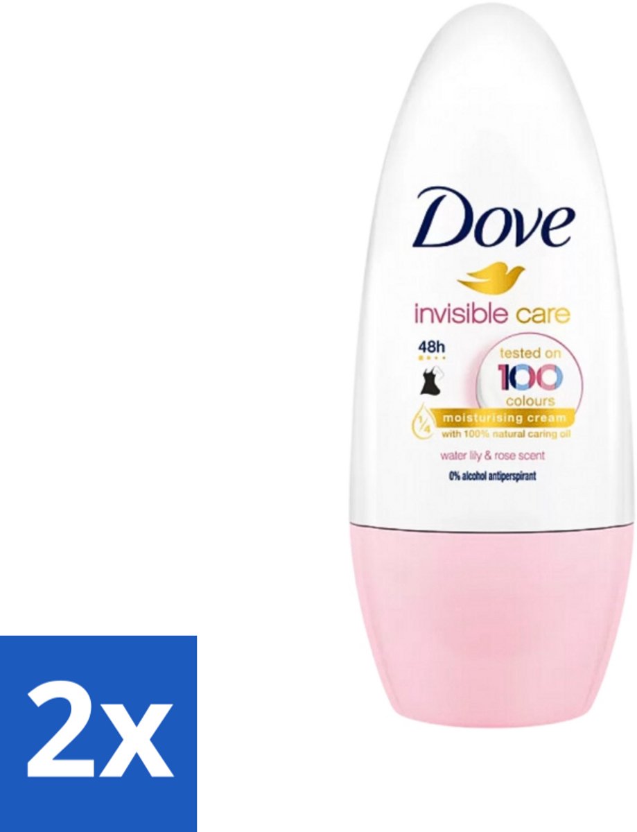 2 x Dove Invisible Touch - Floral Care - Deodorant Roll-on - Waterlelie & Roos - 50 ml - Deodorant - Antitranspirant - Dove - Invisible Touch - Waterlelie