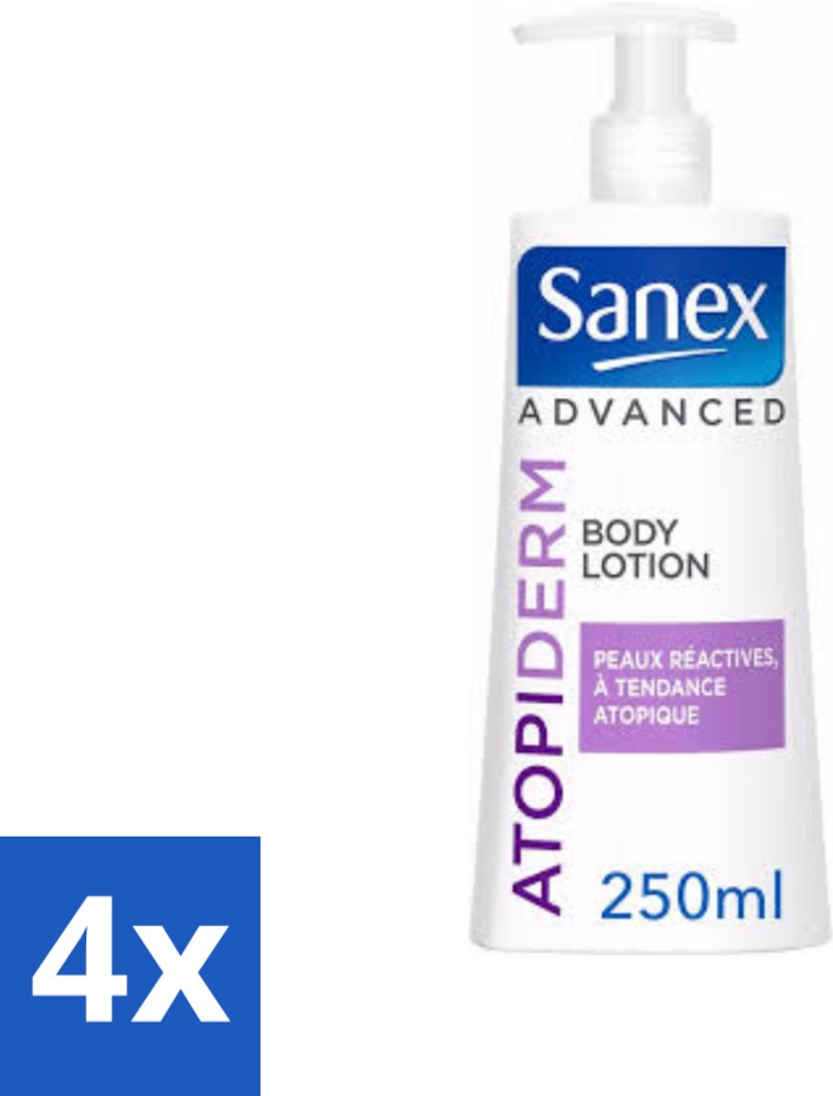 4 x Sanex Geavanceerd - Atopiderm - Bodylotion - 250 ml - Droge Huid - Gevoelige Huid - Bodylotion - Hydratatie - Sanex