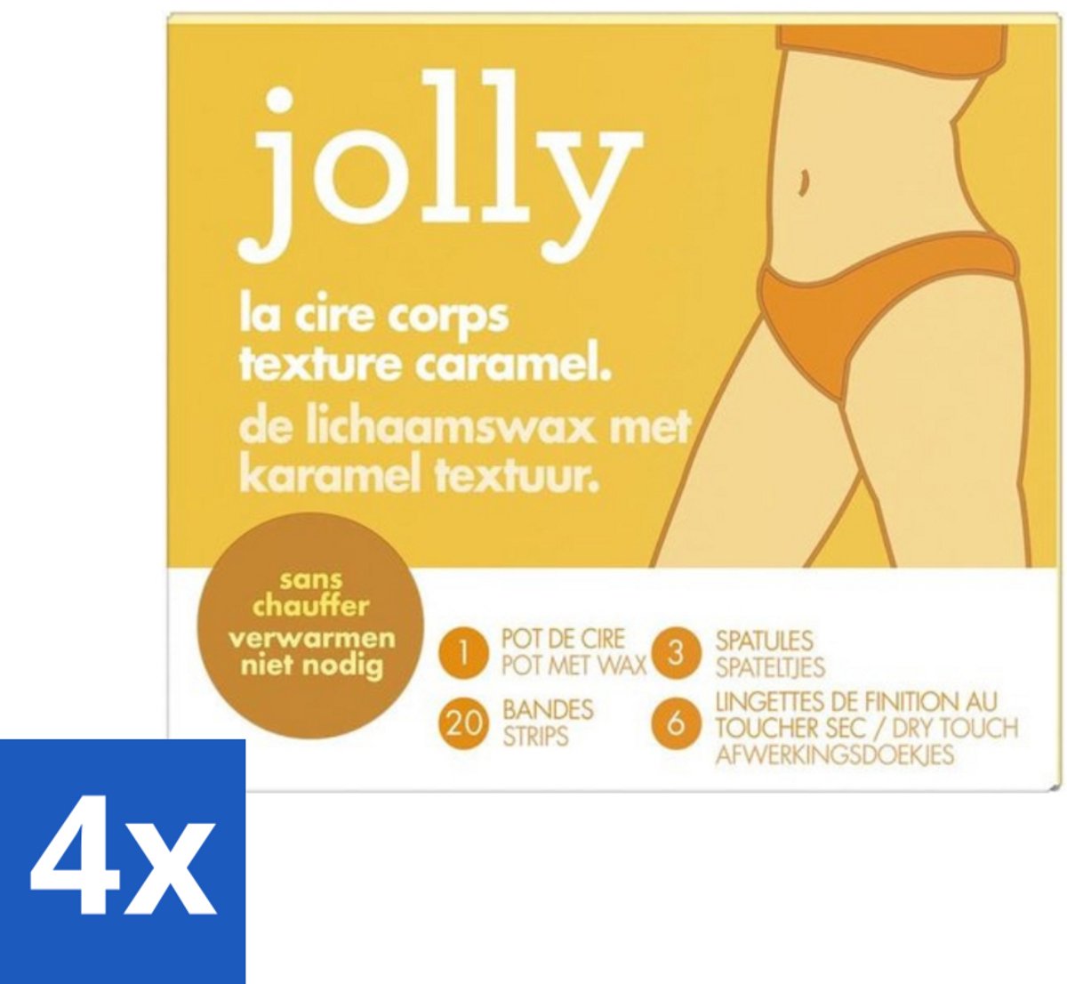4 x Jolly - Lichaamswax - Karamel Structuur - 20 Strips - Lichaamswax - Karamel Wax - Ontharing - Gladde Huid - Gevoelige Huid