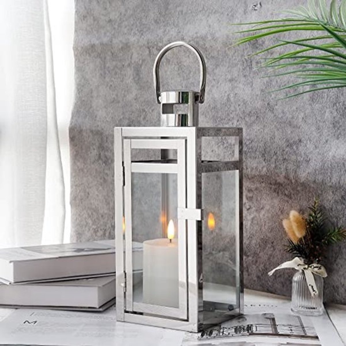 Decoratieve RVS Lantaarn 30 cm - Hangende Kaarsenhouder voor Woondecoratie en Feesten