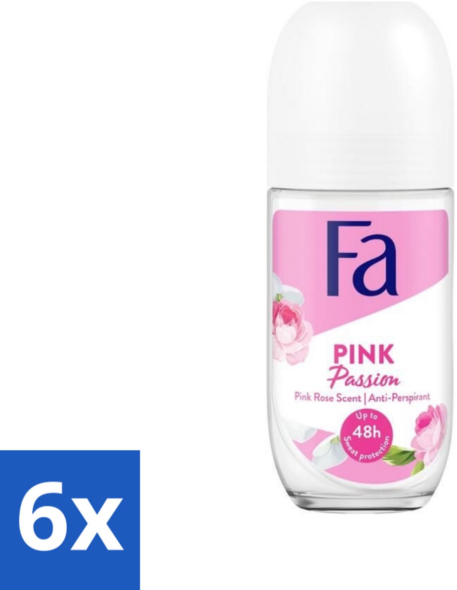 Fa Deodorant Roller Pink Passion 50 ml - Voordeelverpakking - 6 stuks