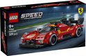 Boîte LEGO Speed Champions avec une voiture de course Ferrari 499P rouge, numéro 51, sur un circuit.