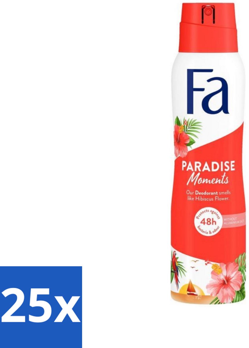 Fa - Paradise Moments - Deodorant Spray - Hibiscusbloem - 150 ml - Bulkverpakking - 25 stuks