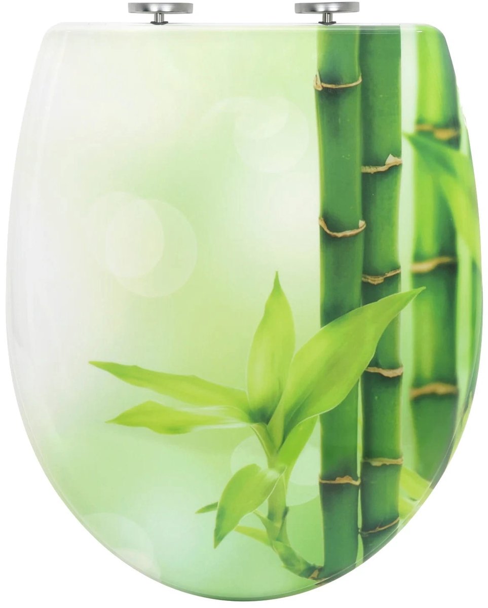 Klarven® Toiletbril Softclose Groen blad - Wc-bril Softclose - Toiletbril - Stille Sluiting, Snel Demonteerbaar Voor Reiniging, Antislip Bufferdopjes, Draagvermogen 150 Kg - O-vorm