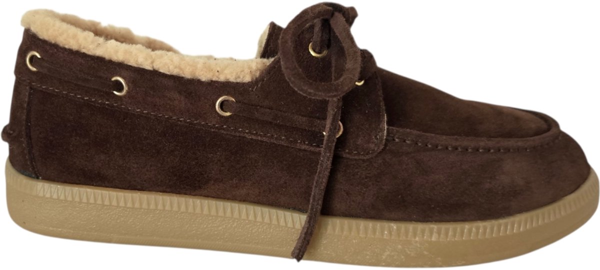 Babouche Veterschoen Liona Bruin