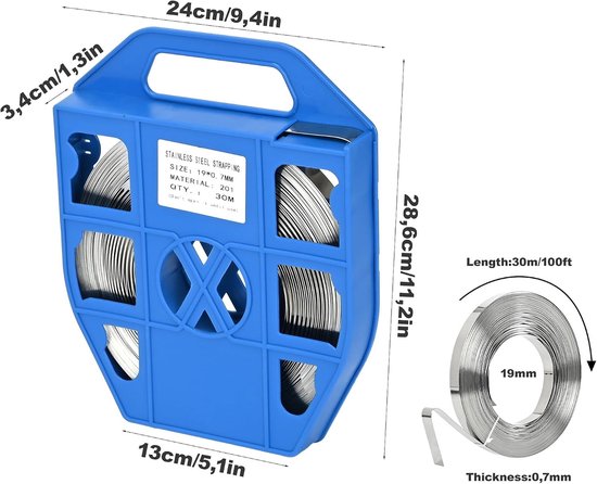 Rvs bevestigingsband 30m voor gronding, opslag en versterking - duurzame metalen strap 304 van rvs — afbeelding 5