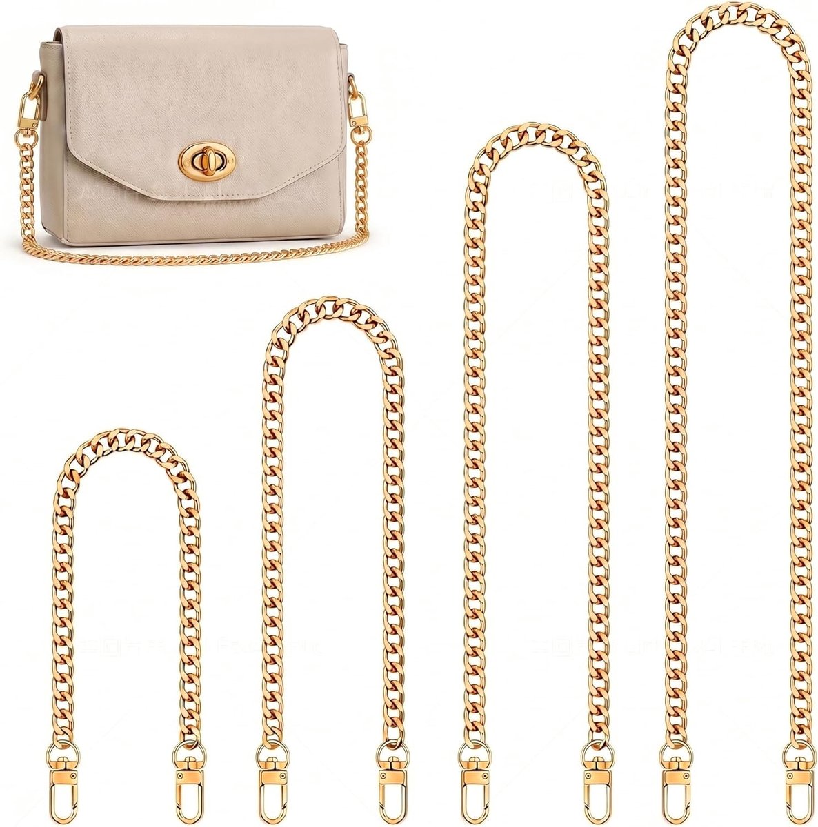 Metalen Tas Ketting Set van 4 Stuks voor Dames - Verstelbare Tasaccessoires in Goud