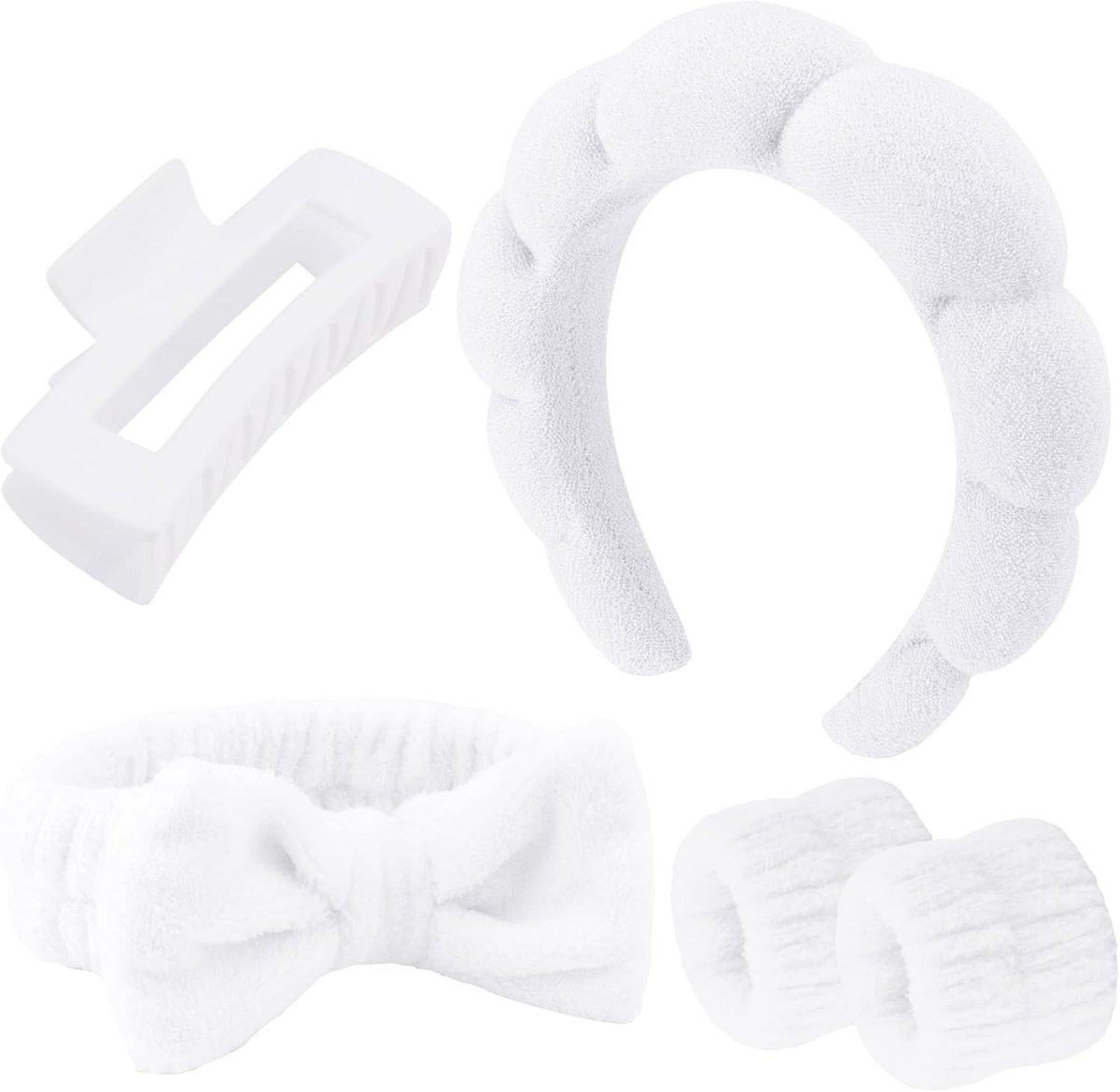 Set van 5 Zachte Haarbanden voor Dames - Ideaal voor Make-up, Yoga en Spa Behandelingen - Comfortabele en Ademende Hoofdbanden voor Schoonheid en Verzorging