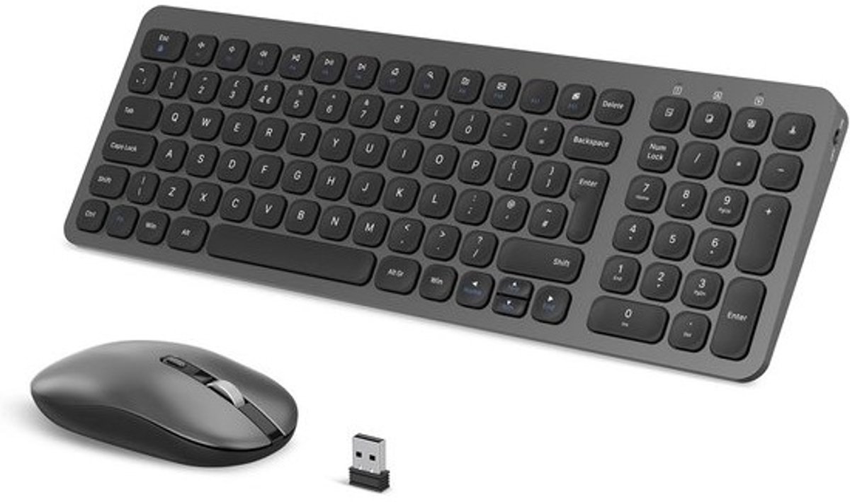 Draadloze Toetsenbord en Muis Combo - Ergonomisch, Stil en Draagbaar met Numeriek Toetsenbord voor PC, Laptop en Tablet